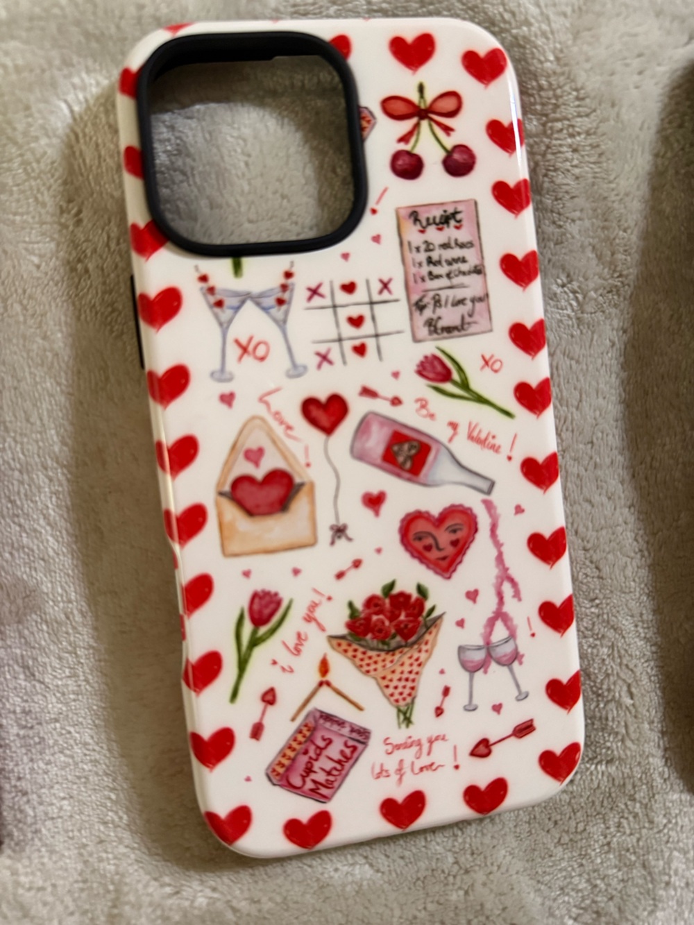 Protective Valentine Hearts Phone Case - White with Red Hearts